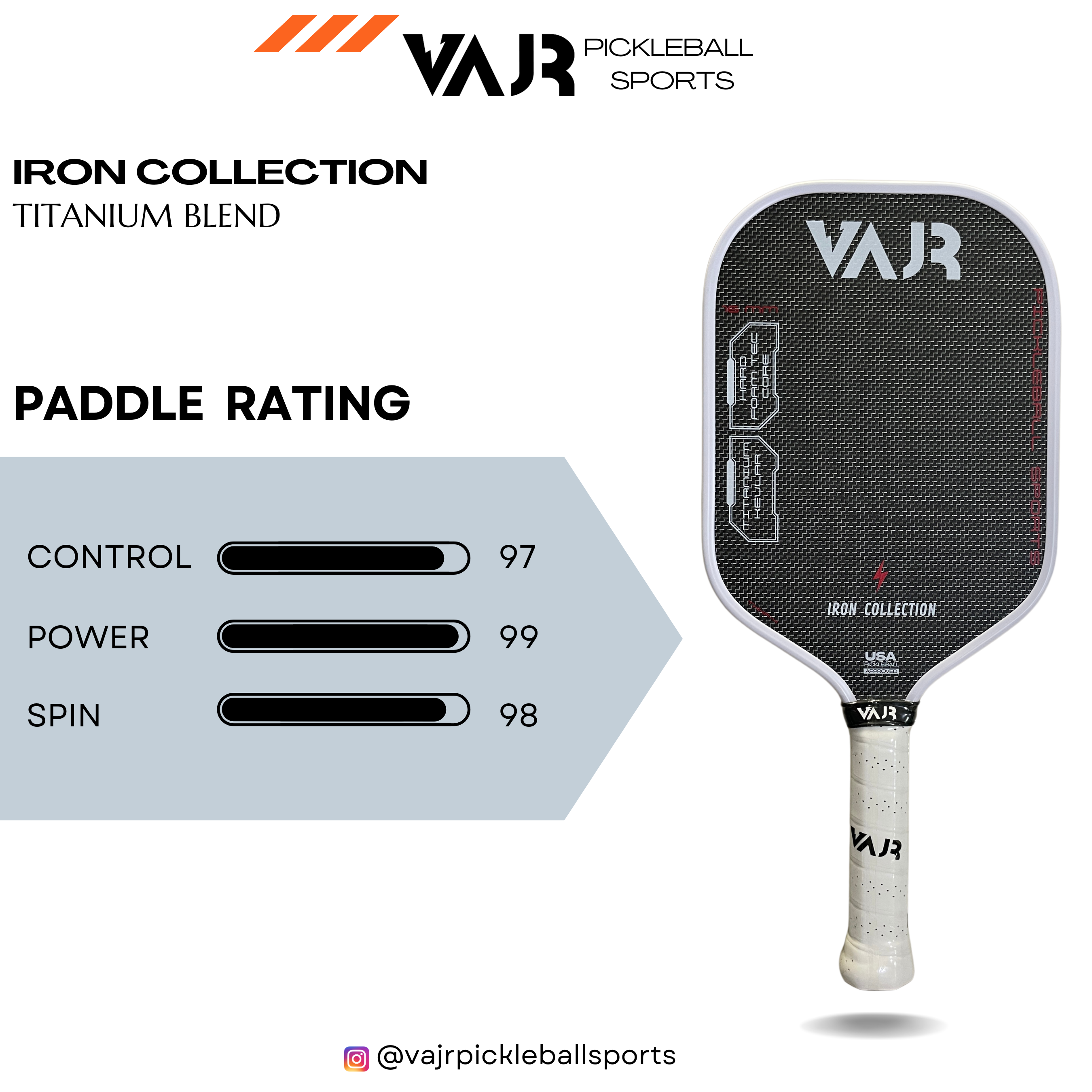 VAJR Iron Collection - Pickleball Paddle - Titanium Blend